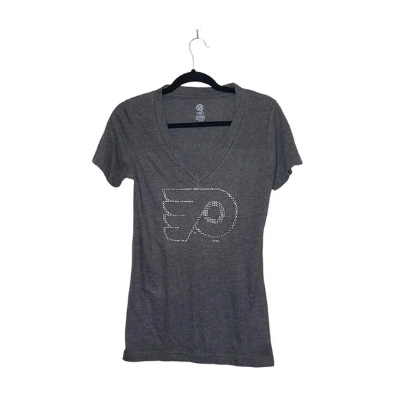NHL Philadelphia Flyers Dark Gray Rhinestone Graphic Tee Medium Women’s - Picture 1 of 11